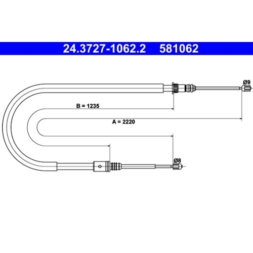 Seilzug, Feststellbremse ATE 24.3727-1062.2 f&uuml;r RENAULT, hinten