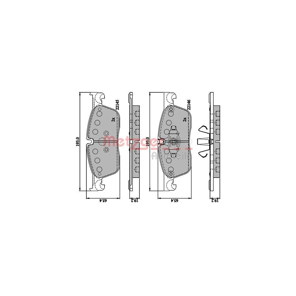 Bremsbelagsatz, Scheibenbremse METZGER 1170893 GREENPARTS für JAGUAR LAND ROVER