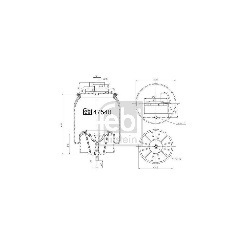 FEBI BILSTEIN Federbalg, Luftfederung 47540 für IVECO, Vorderachse rechts