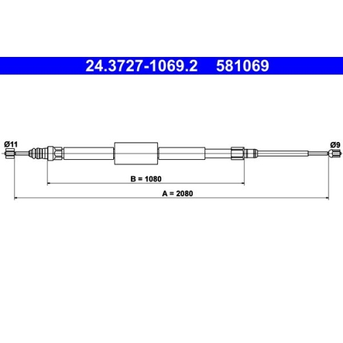 Seilzug, Feststellbremse ATE 24.3727-1069.2 für RENAULT, hinten