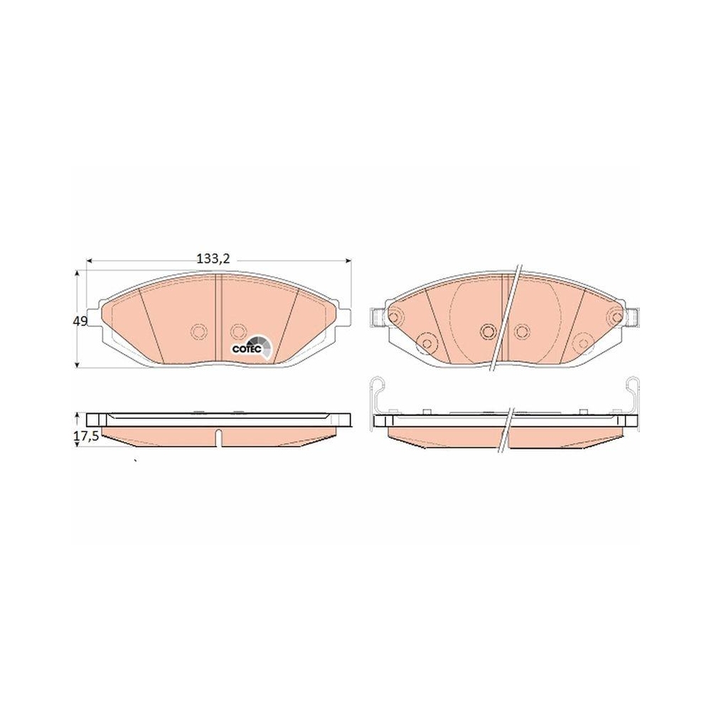 Bremsbelagsatz, Scheibenbremse TRW GDB4606 COTEC f&uuml;r CHEVROLET, Vorderachse