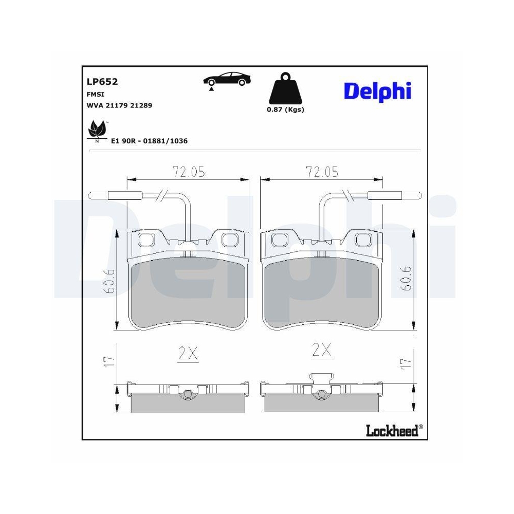 DELPHI LP652 Bremsbelagsatz, Scheibenbremse f&uuml;r CITRO&Euml;N PEUGEOT MEGA
