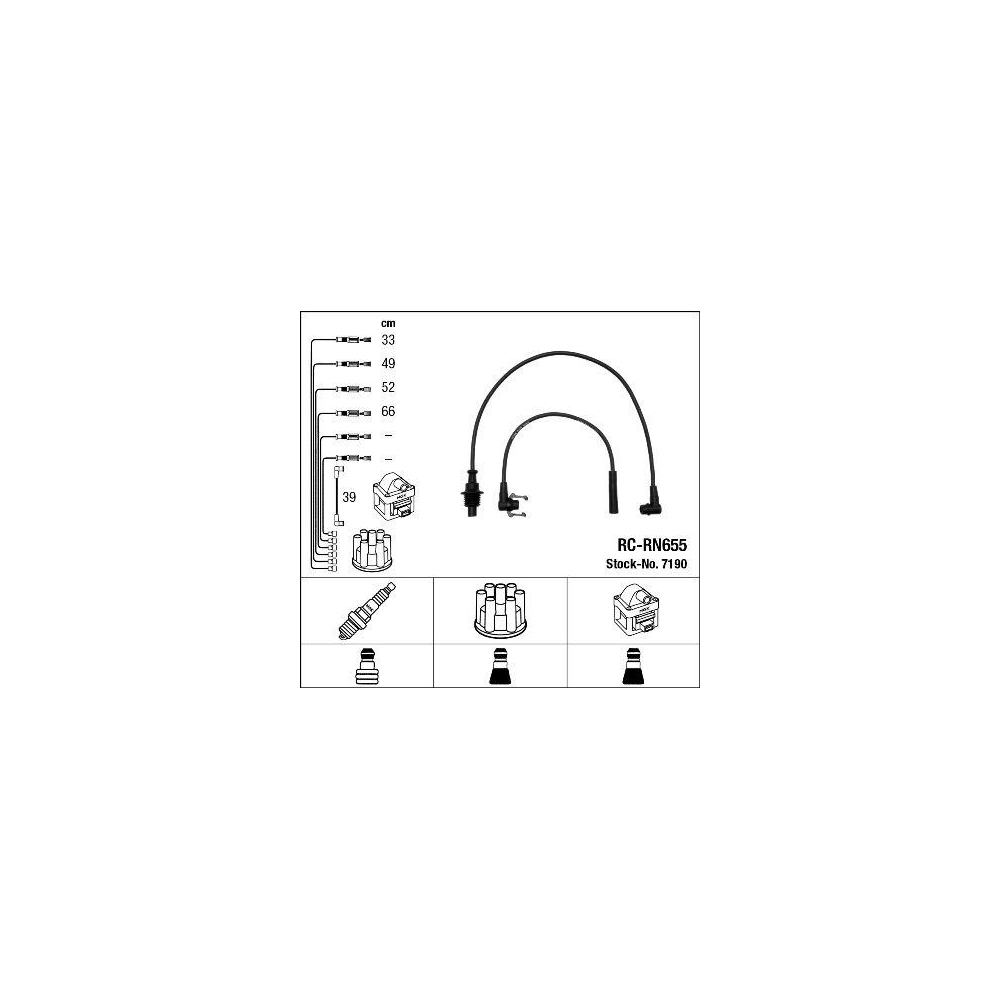 Z&uuml;ndleitungssatz NGK 7190 f&uuml;r, f&uuml;r Fahrzeuge mit Z&uuml;ndverteiler