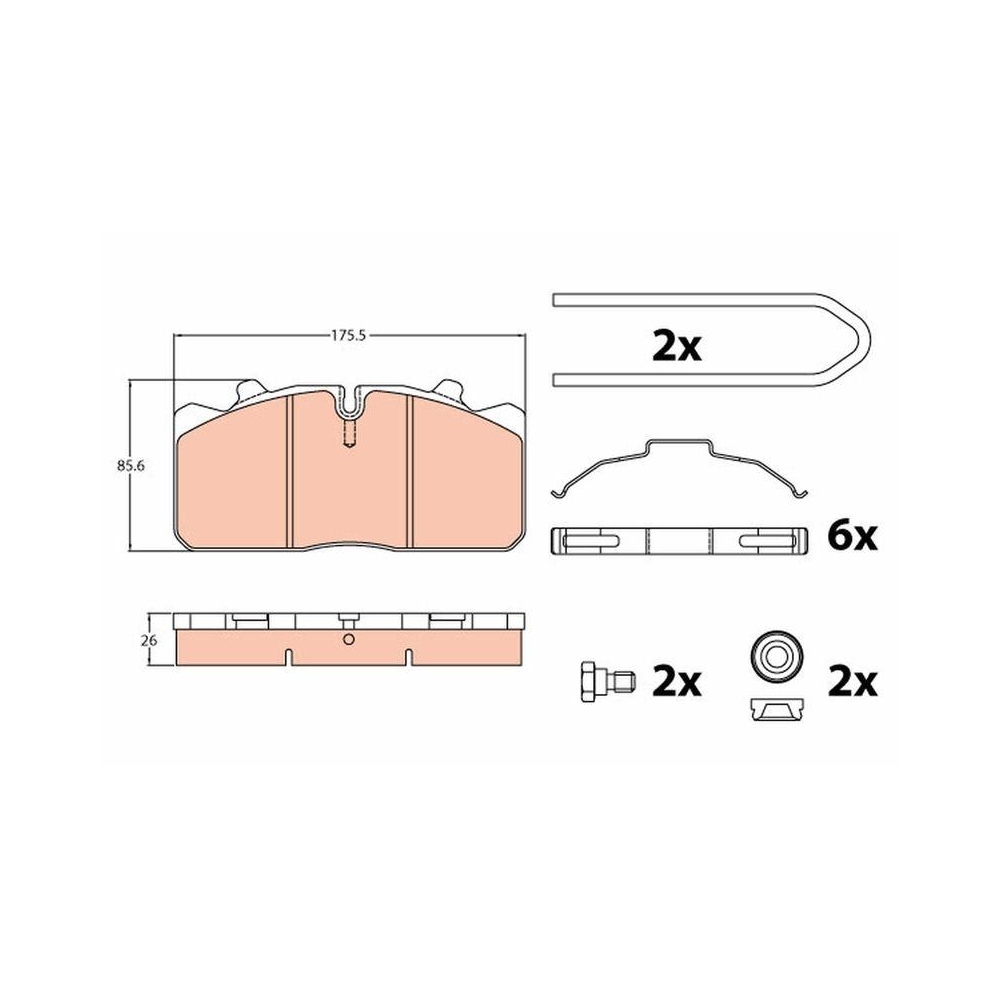 Bremsbelagsatz, Scheibenbremse TRW GDB5069 f&uuml;r DAF IVECO MAN RENAULT TRUCKS