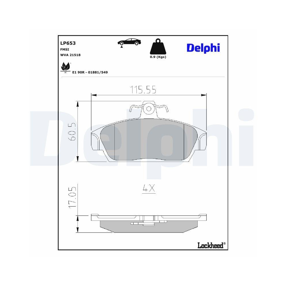 DELPHI LP653 Bremsbelagsatz, Scheibenbremse f&uuml;r MG ROVER, Hinterachse