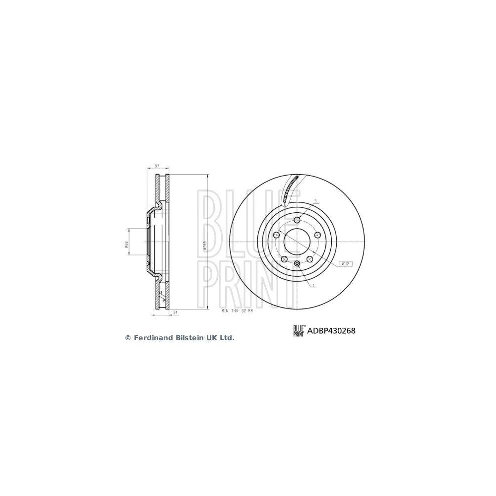 BLUE PRINT ADBP430268 2 St&uuml;ck Bremsscheiben f&uuml;r AUDI, Vorderachse