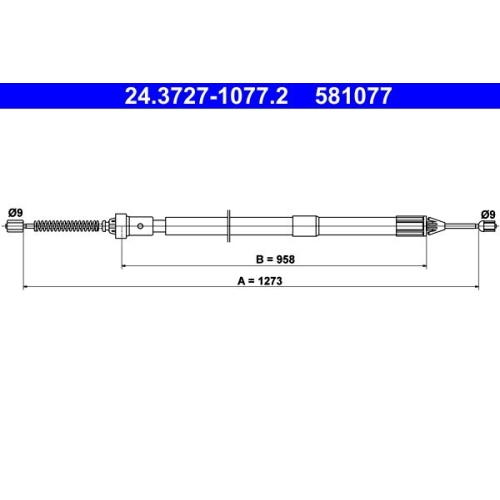 Seilzug, Feststellbremse ATE 24.3727-1077.2 f&uuml;r RENAULT, hinten links