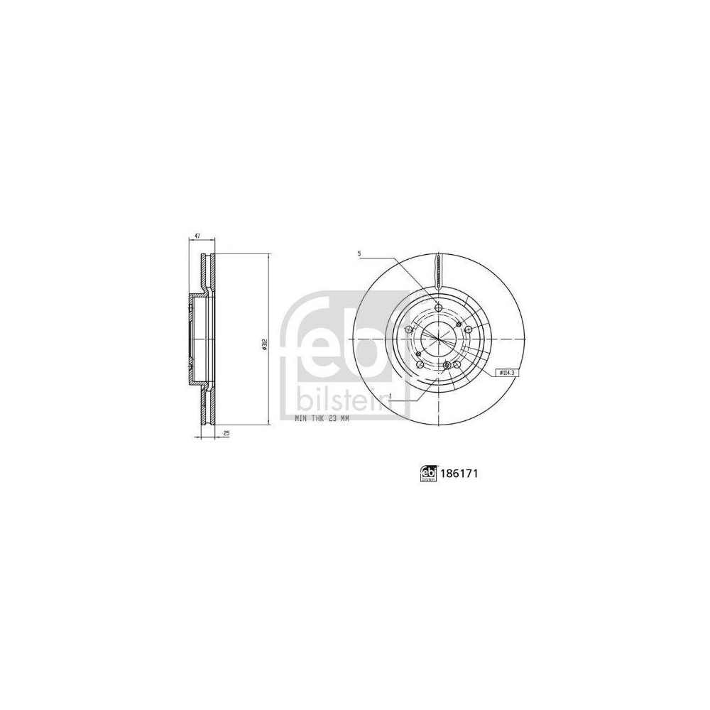 Bremsscheibe FEBI BILSTEIN 186171 für HONDA, Vorderachse
