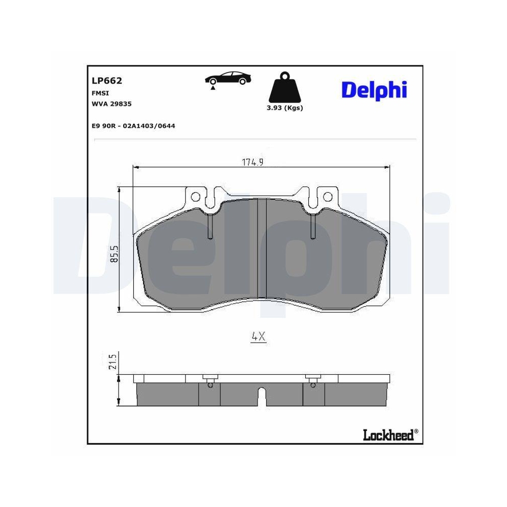 DELPHI LP662 Bremsbelagsatz, Scheibenbremse f&uuml;r MERCEDES-BENZ, Hinterachse