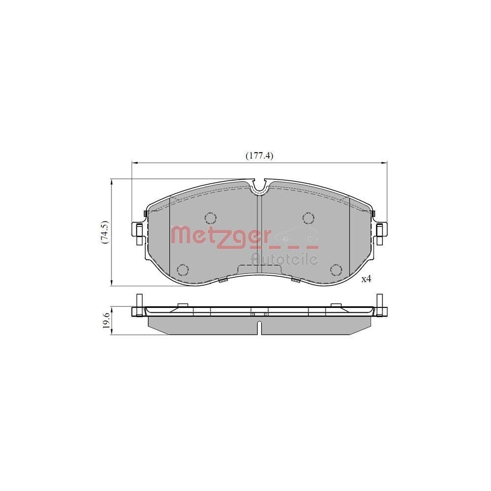 Bremsbelagsatz, Scheibenbremse METZGER 1170898 f&uuml;r VW, Vorderachse