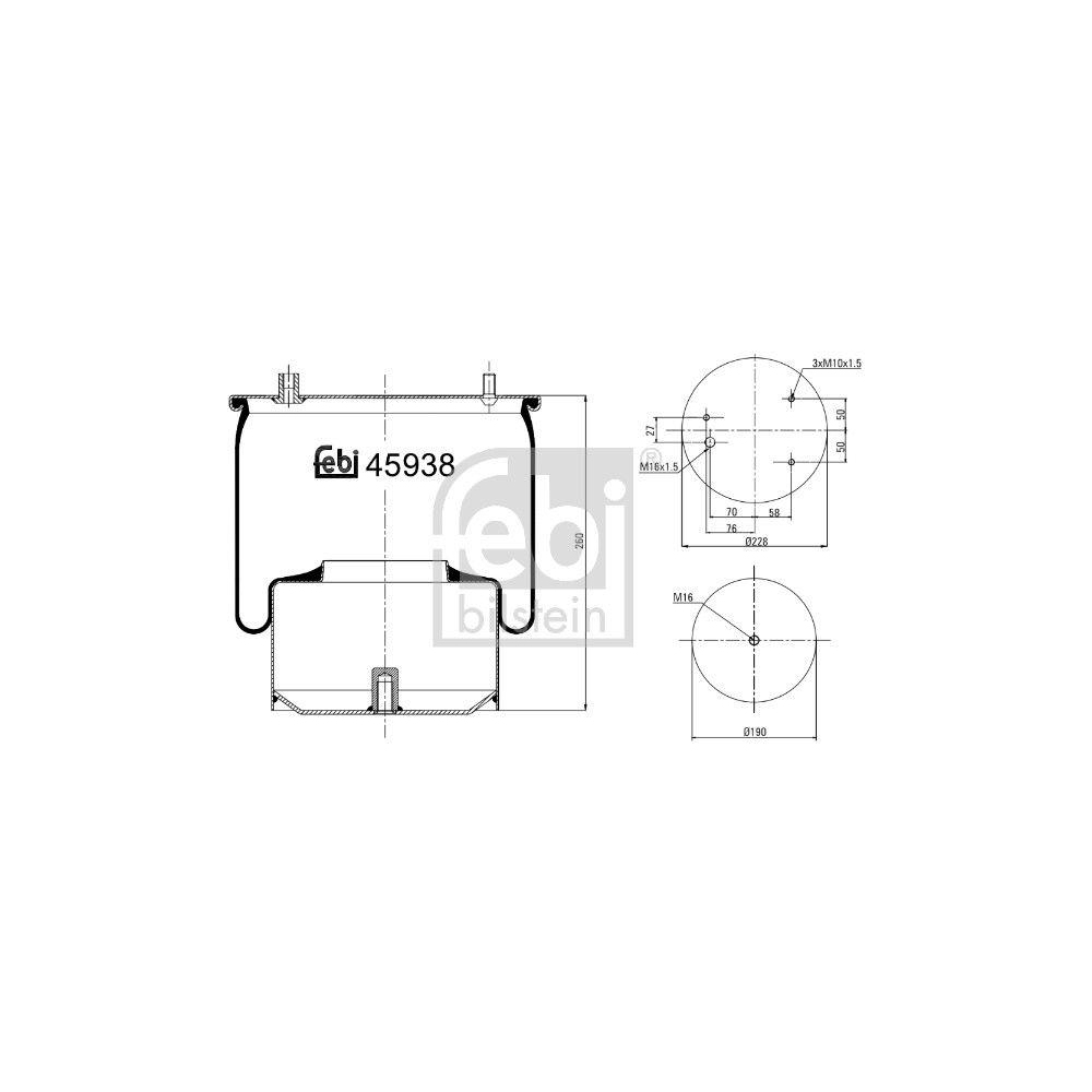 Federbalg, Luftfederung FEBI BILSTEIN 45938 für DAF