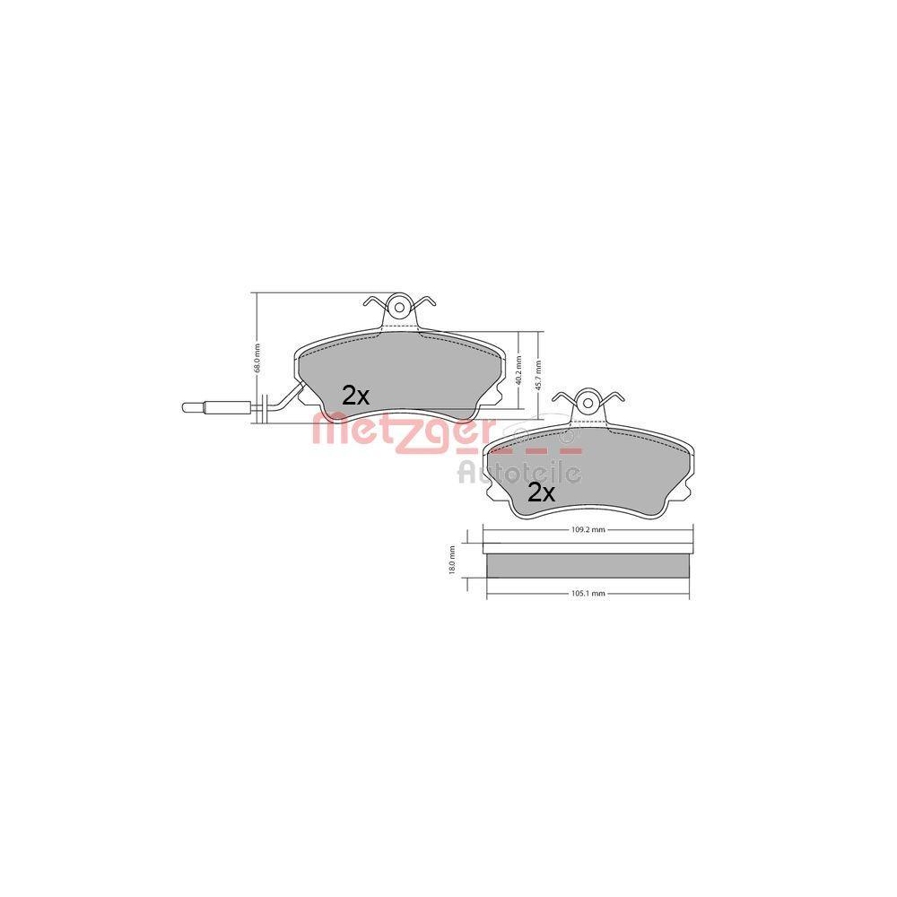 Bremsbelagsatz, Scheibenbremse METZGER 1170677 f&uuml;r RENAULT, Vorderachse