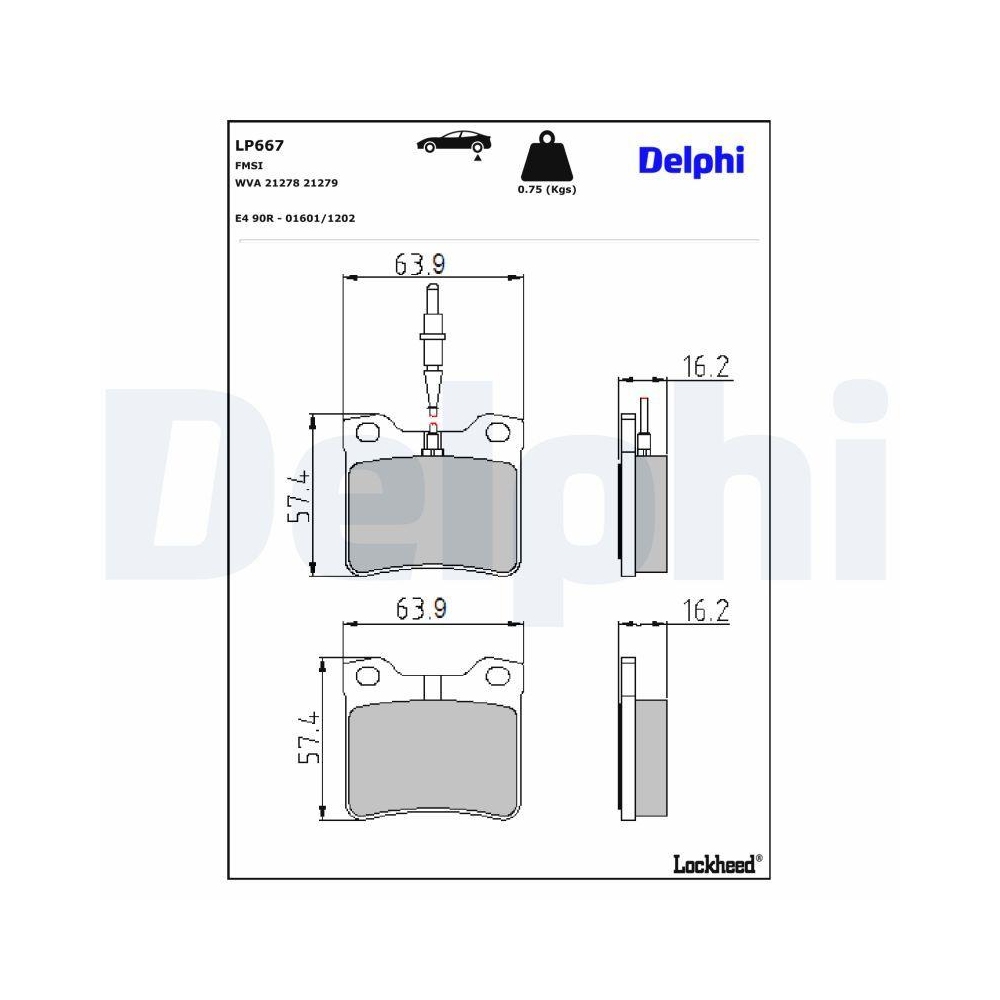 DELPHI LP667 Bremsbelagsatz, Scheibenbremse f&uuml;r MERCEDES-BENZ PEUGEOT