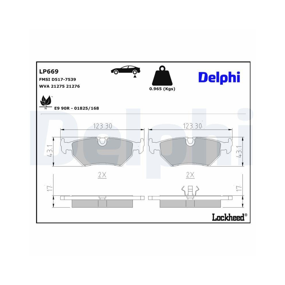 DELPHI LP669 Bremsbelagsatz, Scheibenbremse f&uuml;r DAIMLER JAGUAR, Hinterachse