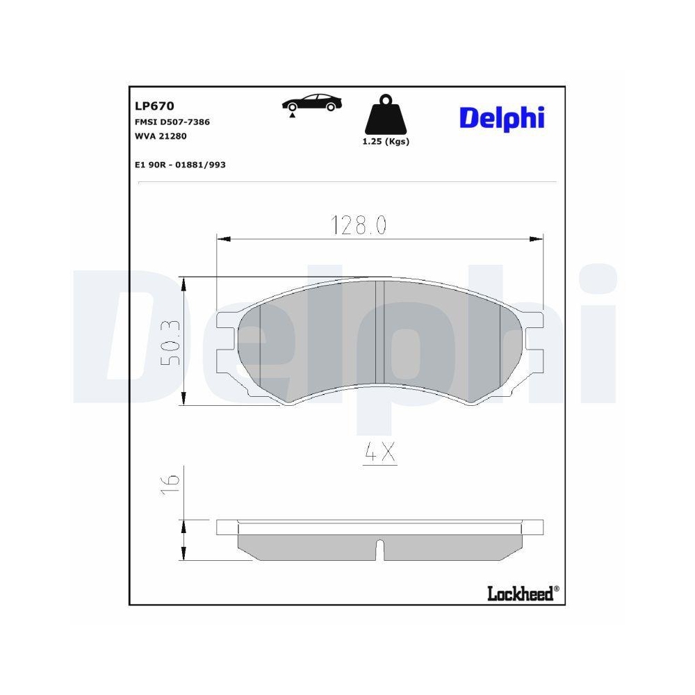 DELPHI LP670 Bremsbelagsatz, Scheibenbremse f&uuml;r NISSAN SATURN, Vorderachse