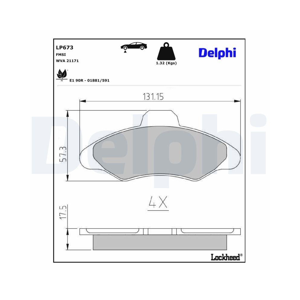 DELPHI LP673 Bremsbelagsatz, Scheibenbremse für FORD, Vorderachse