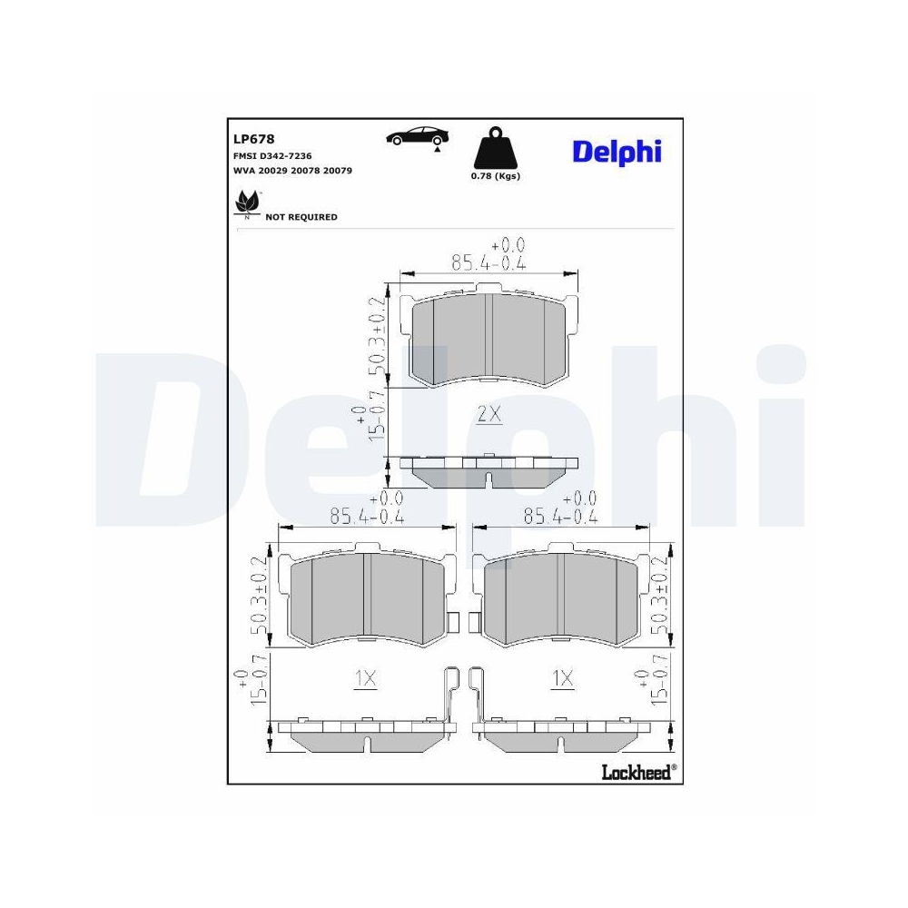 DELPHI LP678 Bremsbelagsatz, Scheibenbremse f&uuml;r HONDA ROVER HYUNDAI ACURA