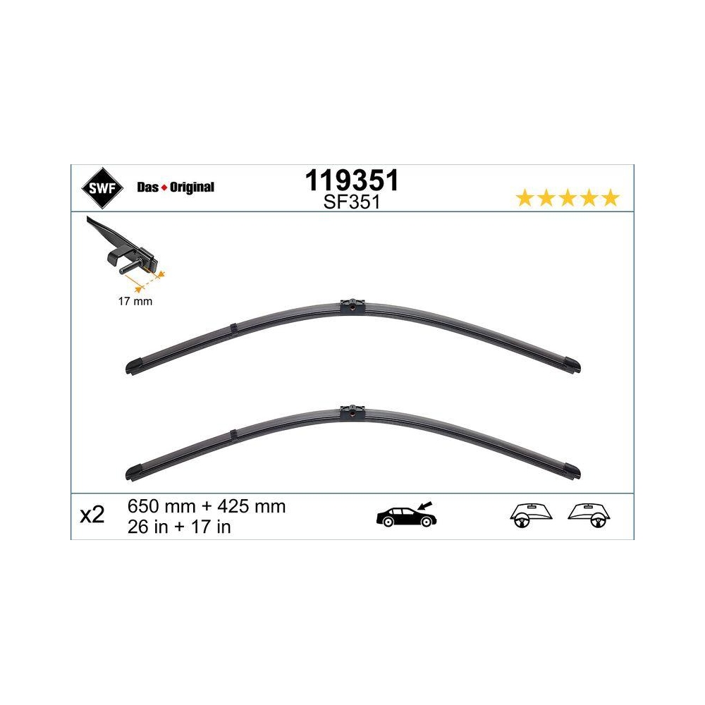 Wischblatt SWF 119351 DAS ORIGINAL SET für BMW, vorne