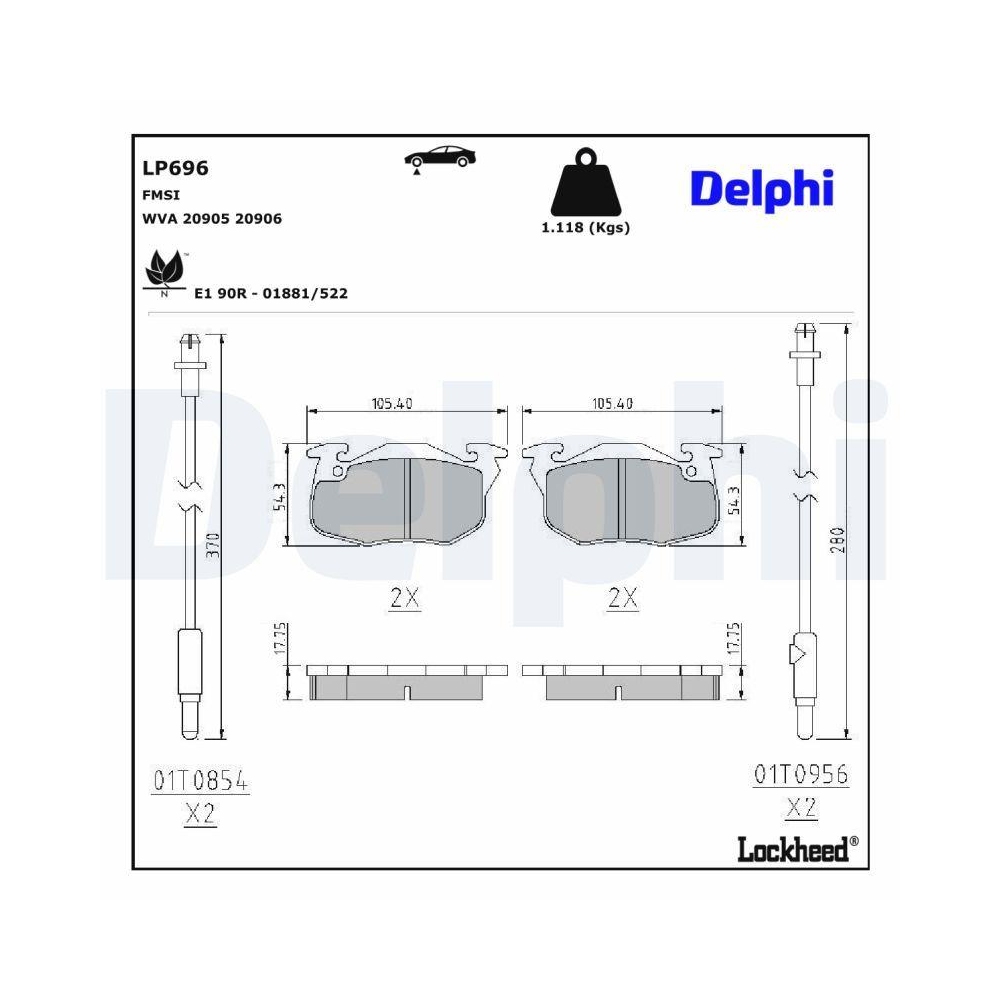 DELPHI LP696 Bremsbelagsatz, Scheibenbremse für CITROËN PEUGEOT RENAULT MEGA