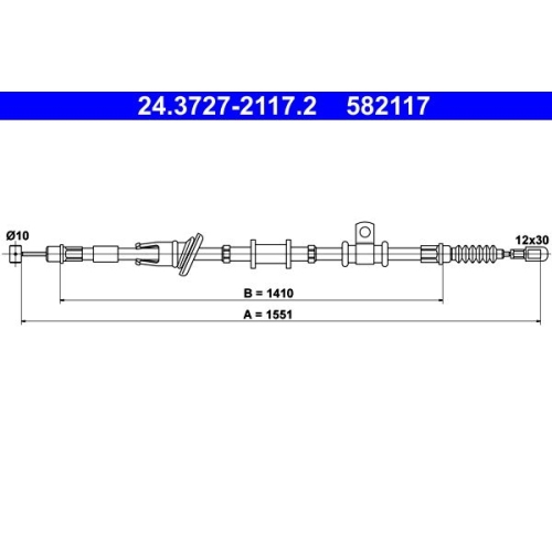 Seilzug, Feststellbremse ATE 24.3727-2117.2 f&uuml;r MITSUBISHI, hinten rechts