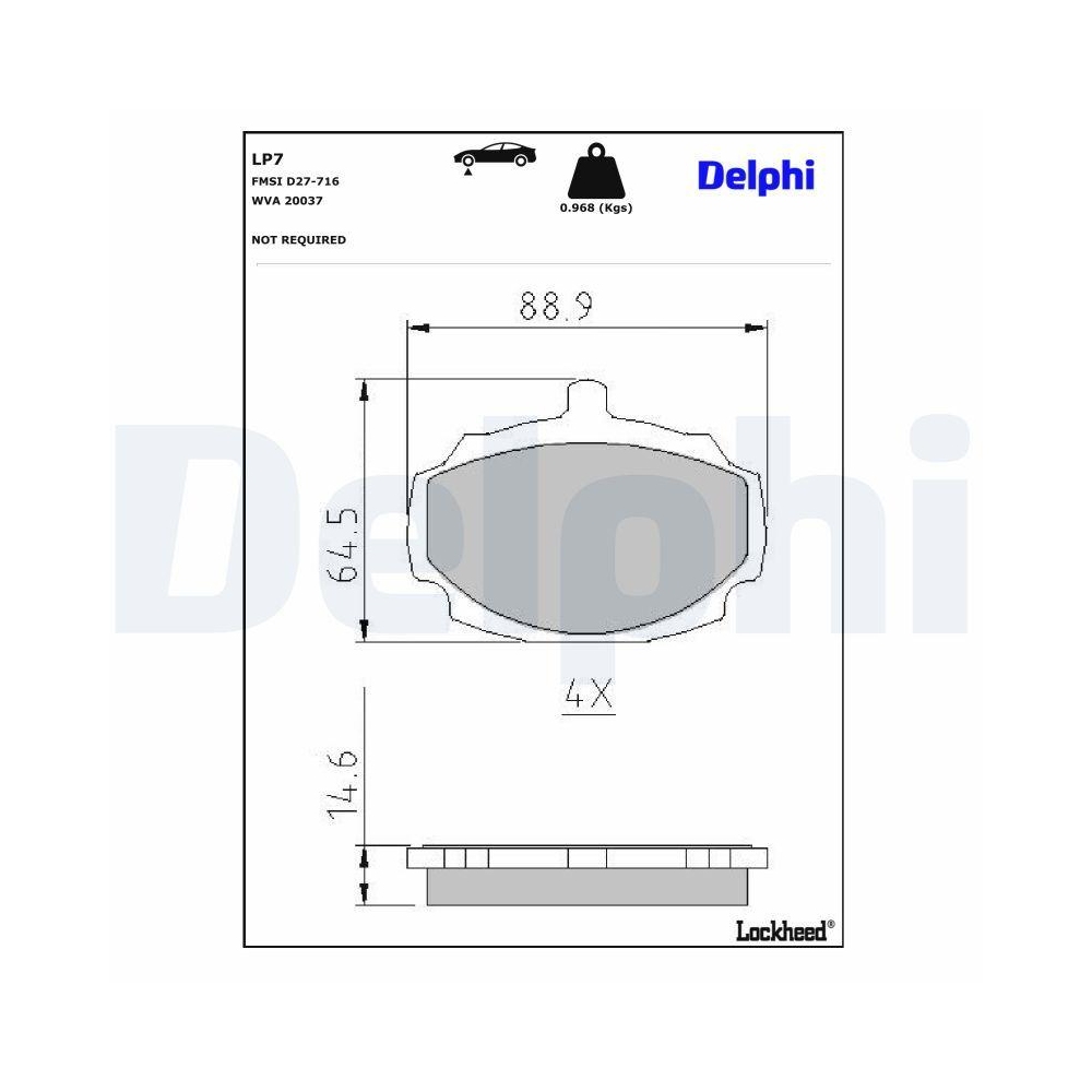 DELPHI LP7 Bremsbelagsatz, Scheibenbremse f&uuml;r MG ROVER VAUXHALL LEYLAND DAF