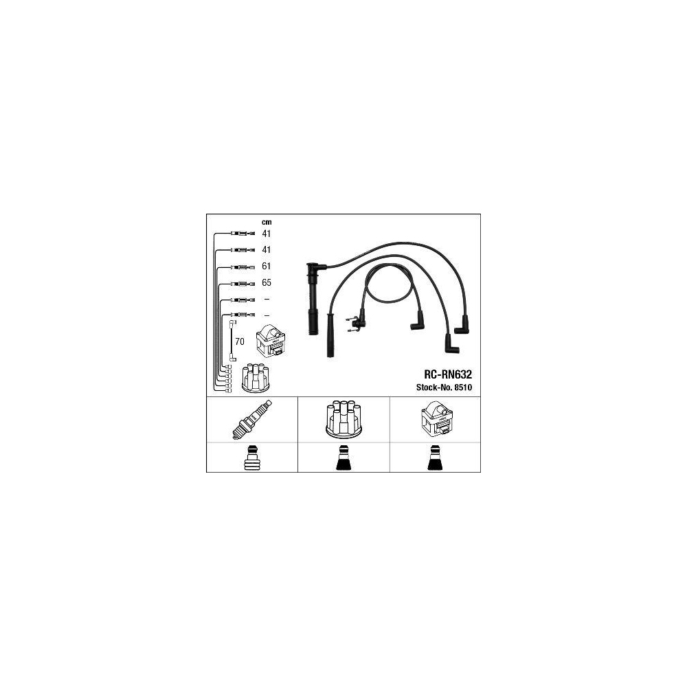 Z&uuml;ndleitungssatz NGK 8510 f&uuml;r, f&uuml;r Fahrzeuge mit Z&uuml;ndverteiler