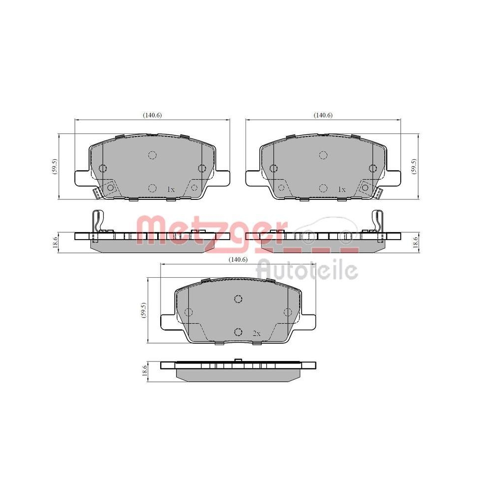 Bremsbelagsatz, Scheibenbremse METZGER 1170924 f&uuml;r OPEL, Vorderachse