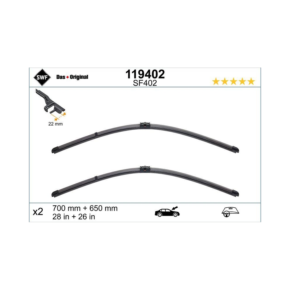 Wischblatt SWF 119402 DAS ORIGINAL SET für RENAULT RENAULT TRUCKS, vorne