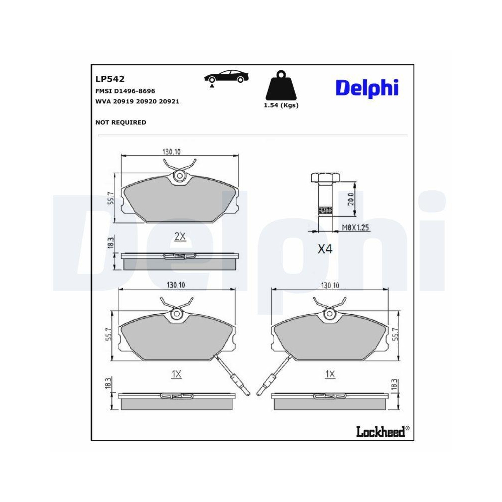 DELPHI LP542 Bremsbelagsatz, Scheibenbremse f&uuml;r RENAULT, Vorderachse