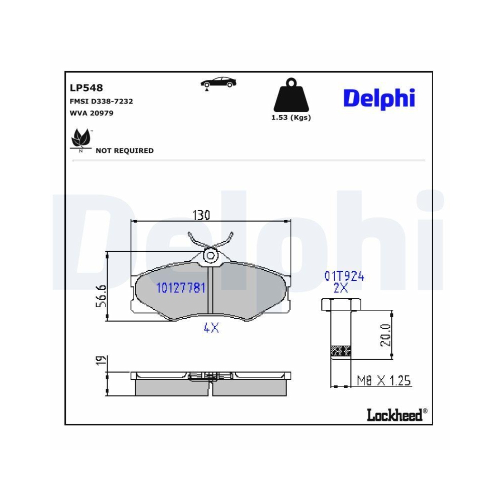 DELPHI LP548 Bremsbelagsatz, Scheibenbremse f&uuml;r VW, Vorderachse