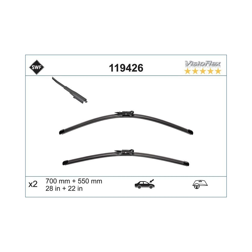 Wischblatt SWF 119426 ORIGINAL VISIOFLEX SET für CITROËN PEUGEOT, vorne
