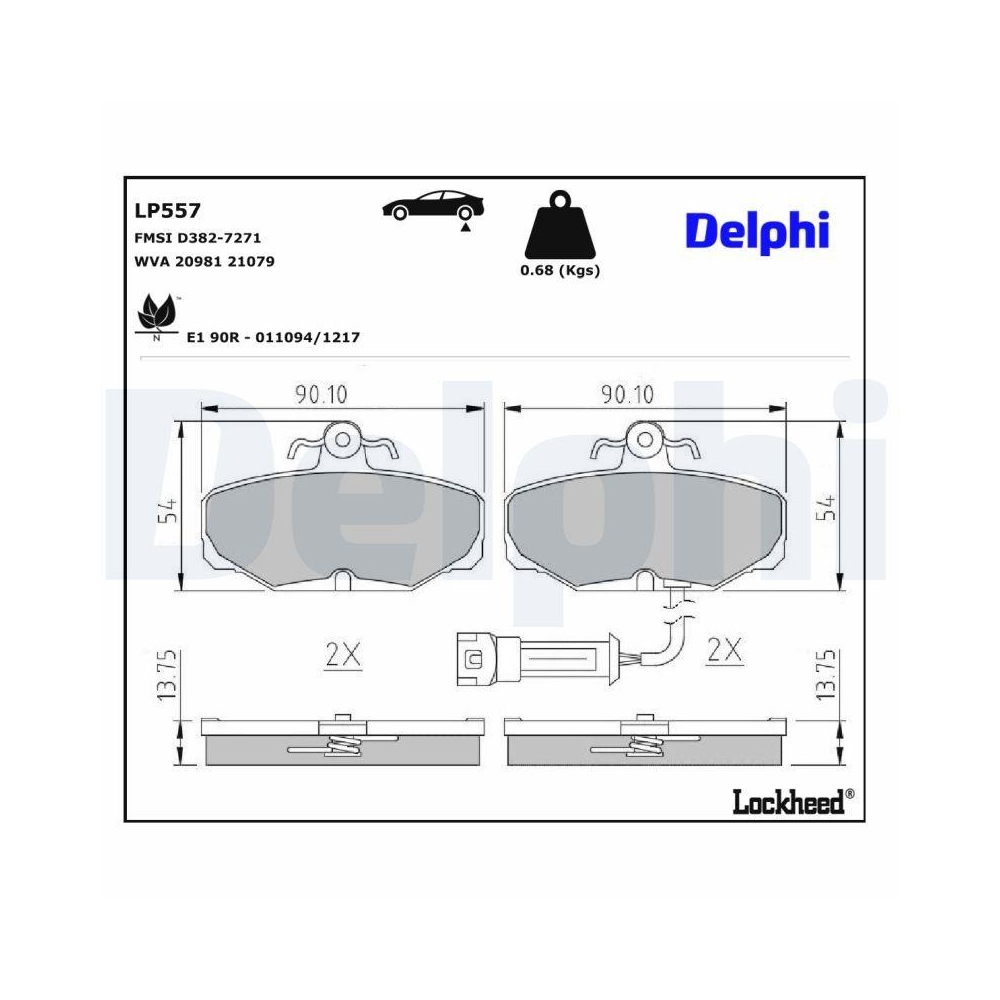 DELPHI LP557 Bremsbelagsatz, Scheibenbremse f&uuml;r FORD TVR, Hinterachse