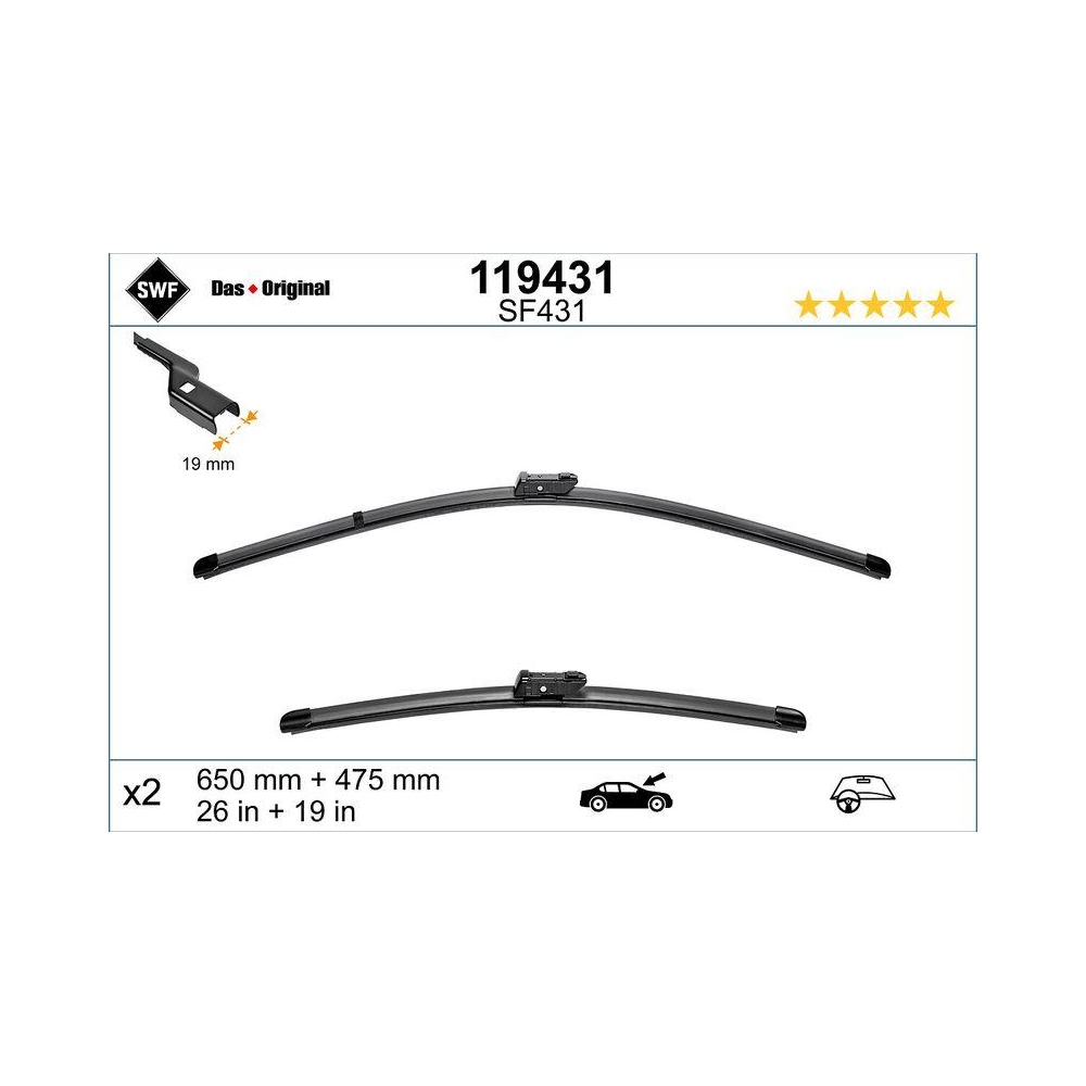 Wischblatt SWF 119431 DAS ORIGINAL SET für BMW BMW (BRILLIANCE), vorne