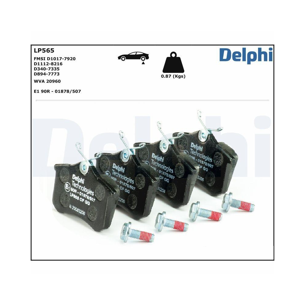 DELPHI LP565 Bremsbelagsatz, Scheibenbremse für AUDI CITROËN FIAT FORD LANCIA VW