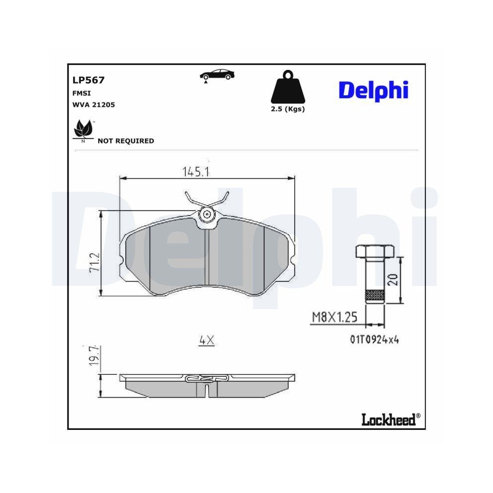 DELPHI LP567 Bremsbelagsatz, Scheibenbremse für CITROËN, Vorderachse