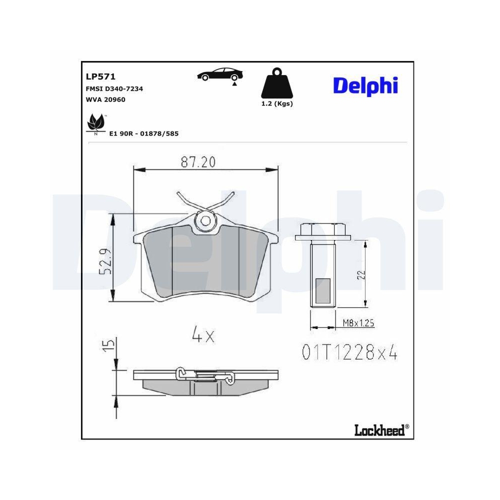 DELPHI LP571 Bremsbelagsatz, Scheibenbremse f&uuml;r AUDI MG PEUGEOT SEAT SKODA VW