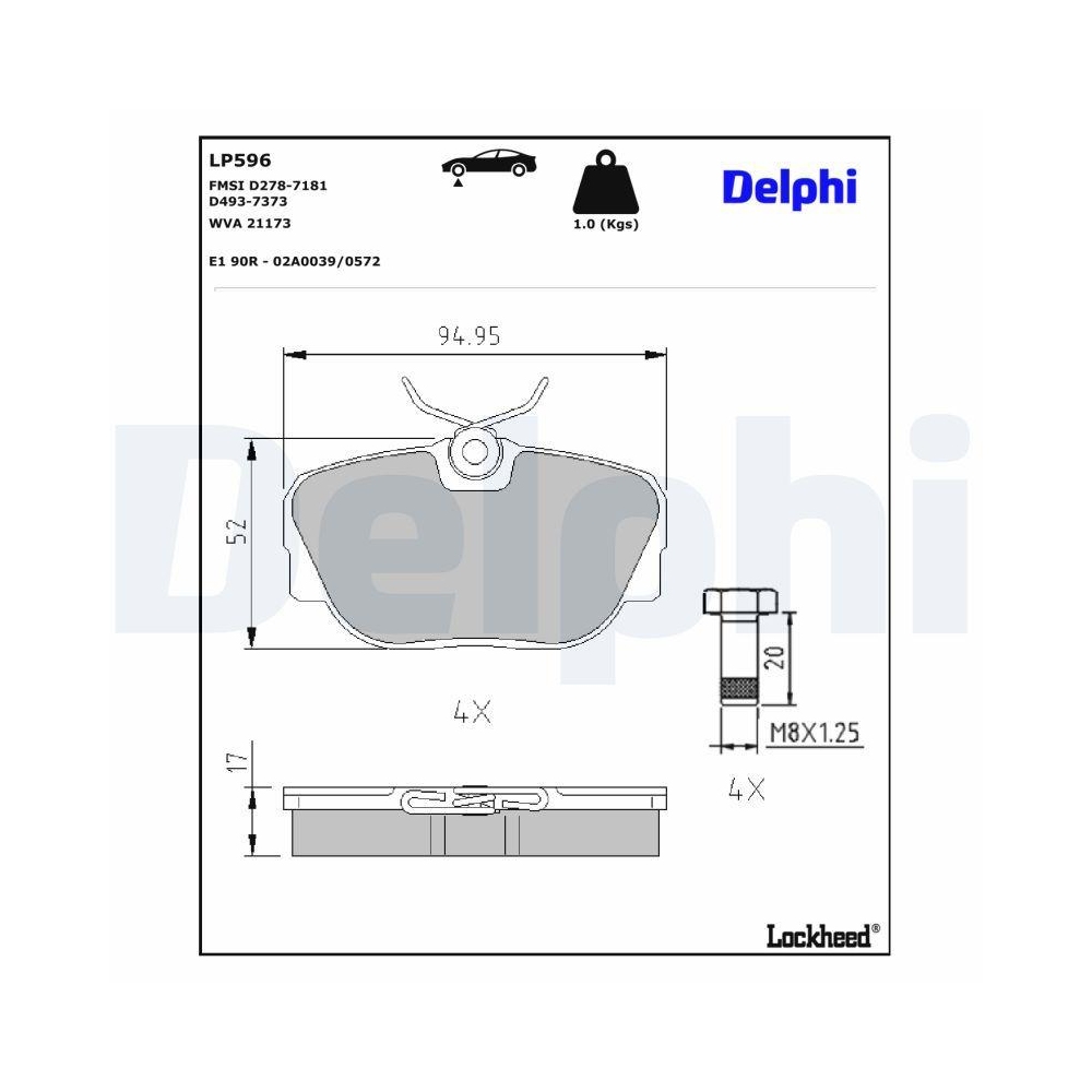 DELPHI LP596 Bremsbelagsatz, Scheibenbremse f&uuml;r BMW, Vorderachse