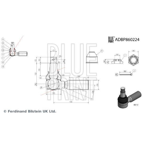 Trag-/F&uuml;hrungsgelenk BLUE PRINT ADBP860224 f&uuml;r NISSAN, Vorderachse links