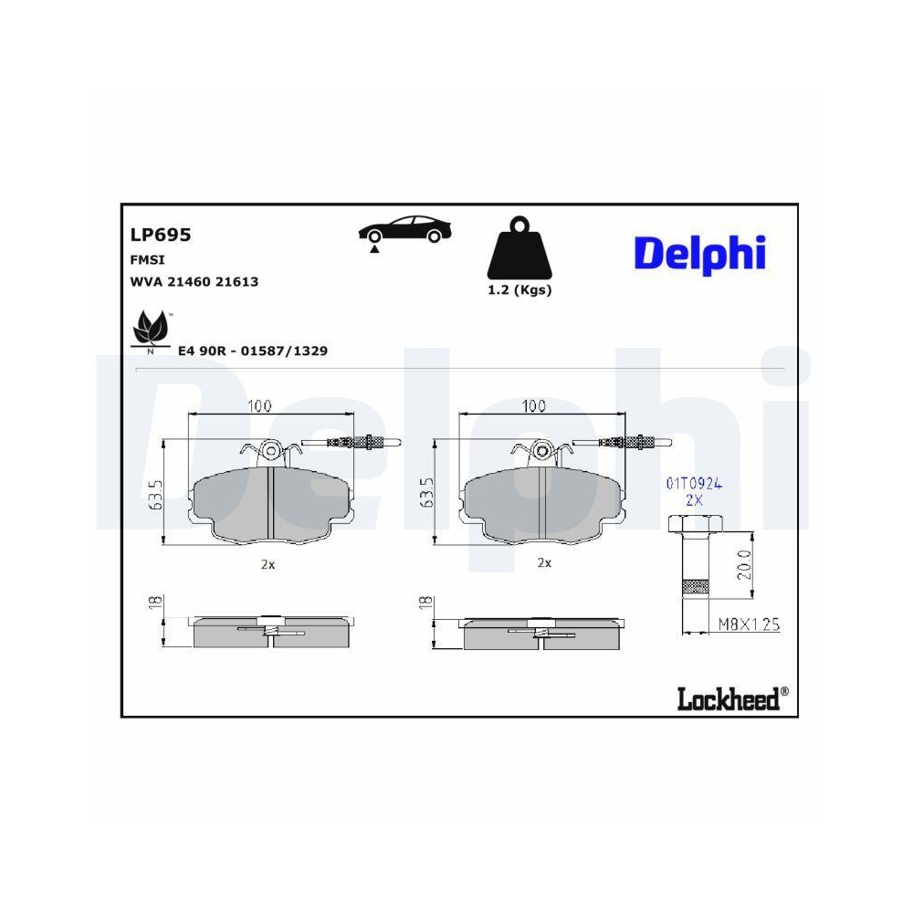 DELPHI LP695 Bremsbelagsatz, Scheibenbremse f&uuml;r CITRO&Euml;N, Vorderachse