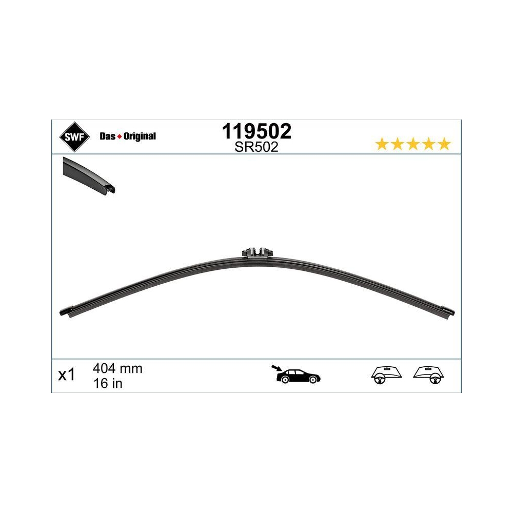 Wischblatt SWF 119502 DAS ORIGINAL REAR für SKODA VW VW (SVW), hinten