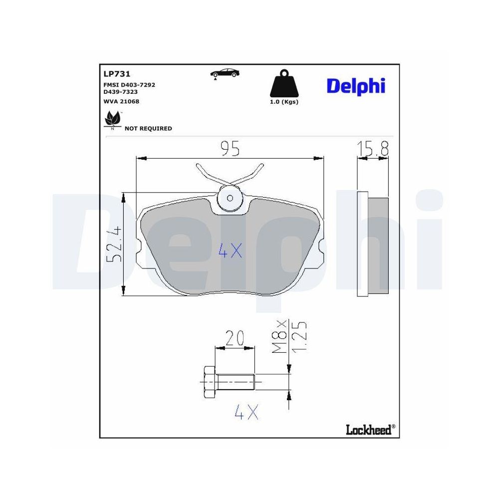 DELPHI LP731 Bremsbelagsatz, Scheibenbremse f&uuml;r MERCEDES-BENZ SAAB, Vorderachse
