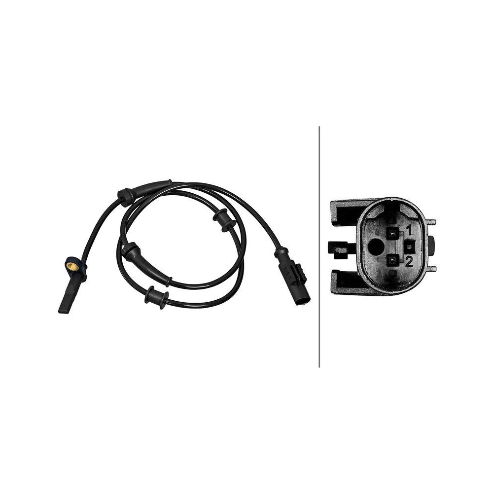 HELLA Sensor, Raddrehzahl 6PU 358 217-251 f&uuml;r CITRO&Euml;N FIAT PEUGEOT, Hinterachse