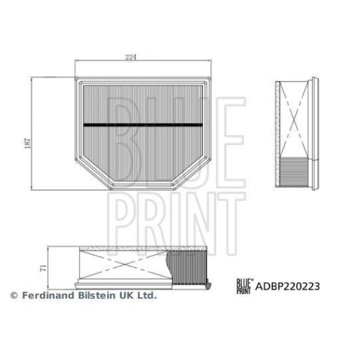 BLUE PRINT ADBP220223 Luftfilter f&uuml;r AUDI