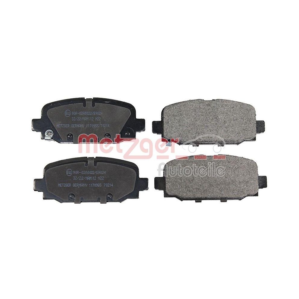 Bremsbelagsatz, Scheibenbremse METZGER 1170955 f&uuml;r JEEP, Hinterachse