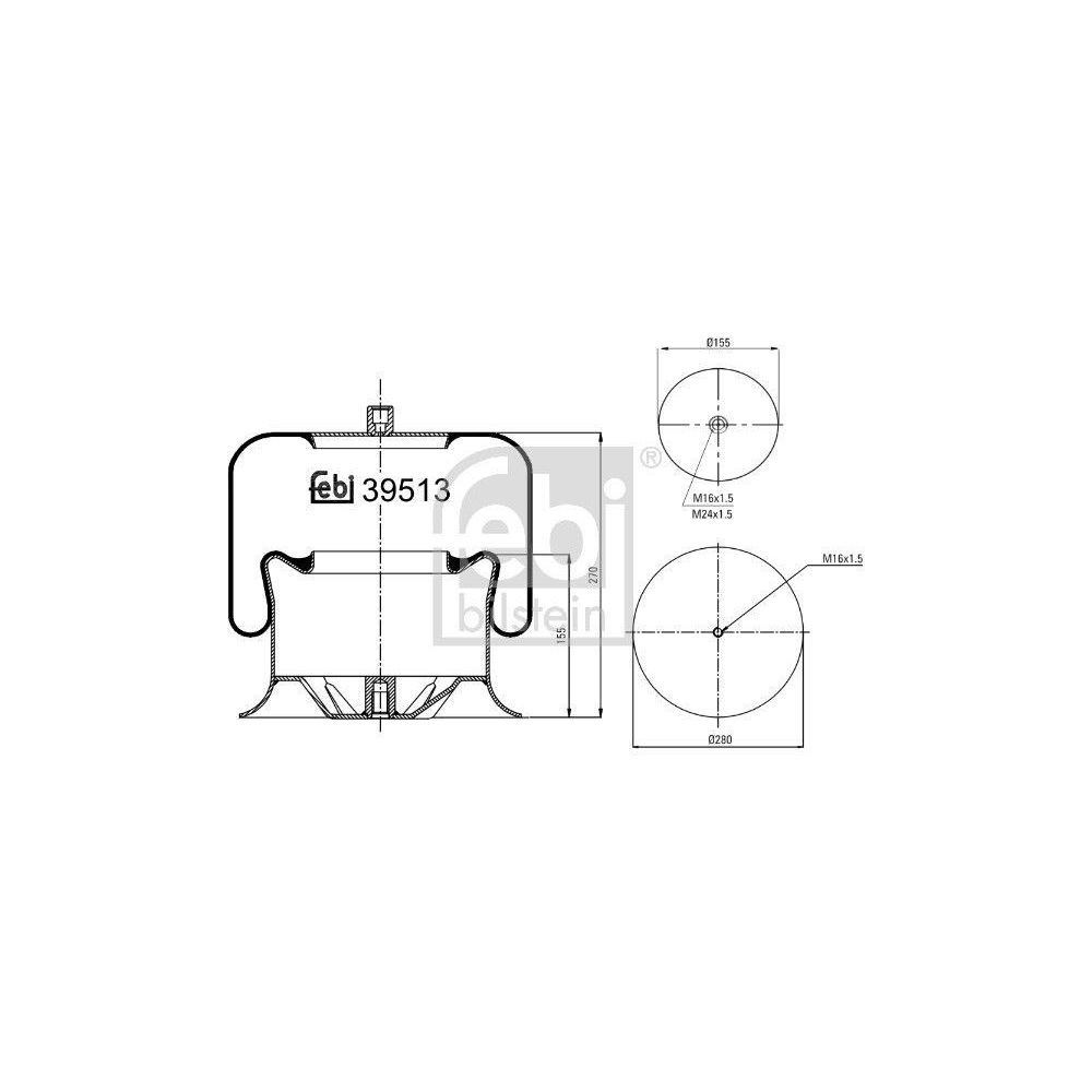 Federbalg, Luftfederung FEBI BILSTEIN 39513 für MERCEDES-BENZ, Vorderachse links