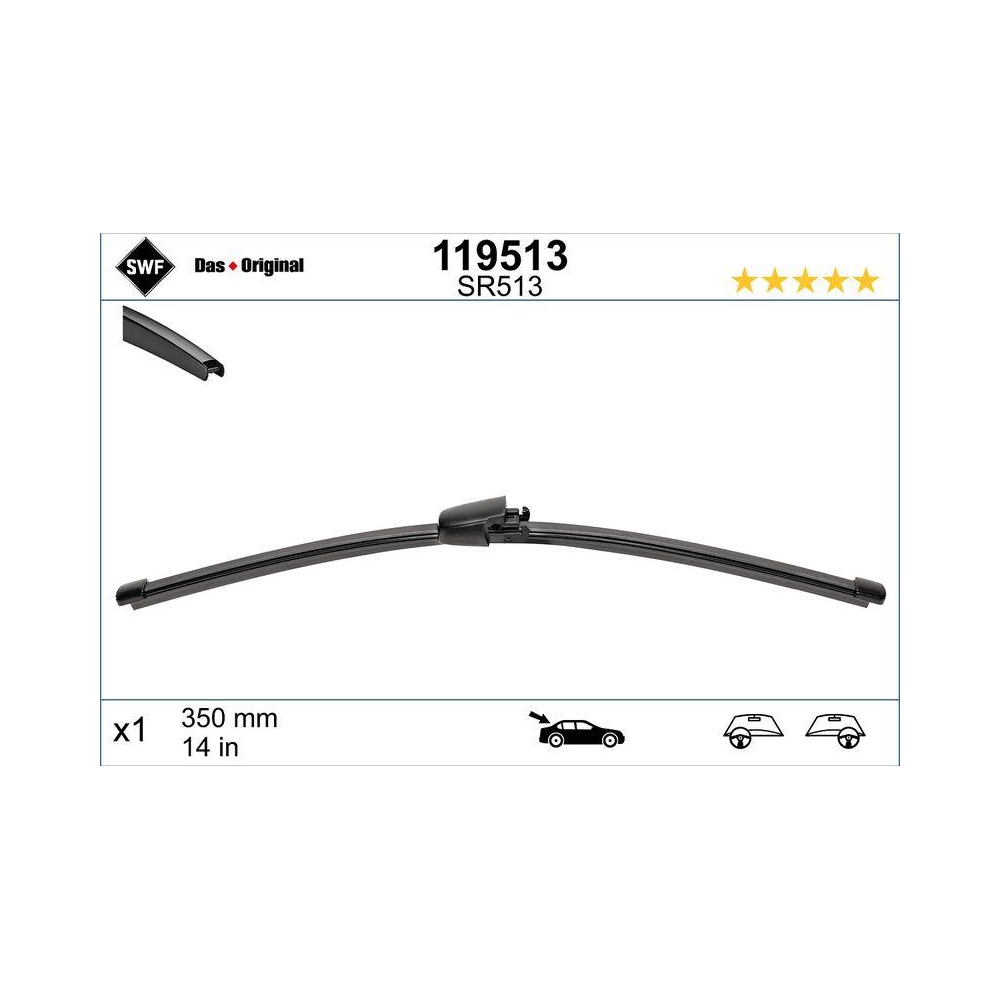 Wischblatt SWF 119513 DAS ORIGINAL REAR für BMW VOLVO, hinten