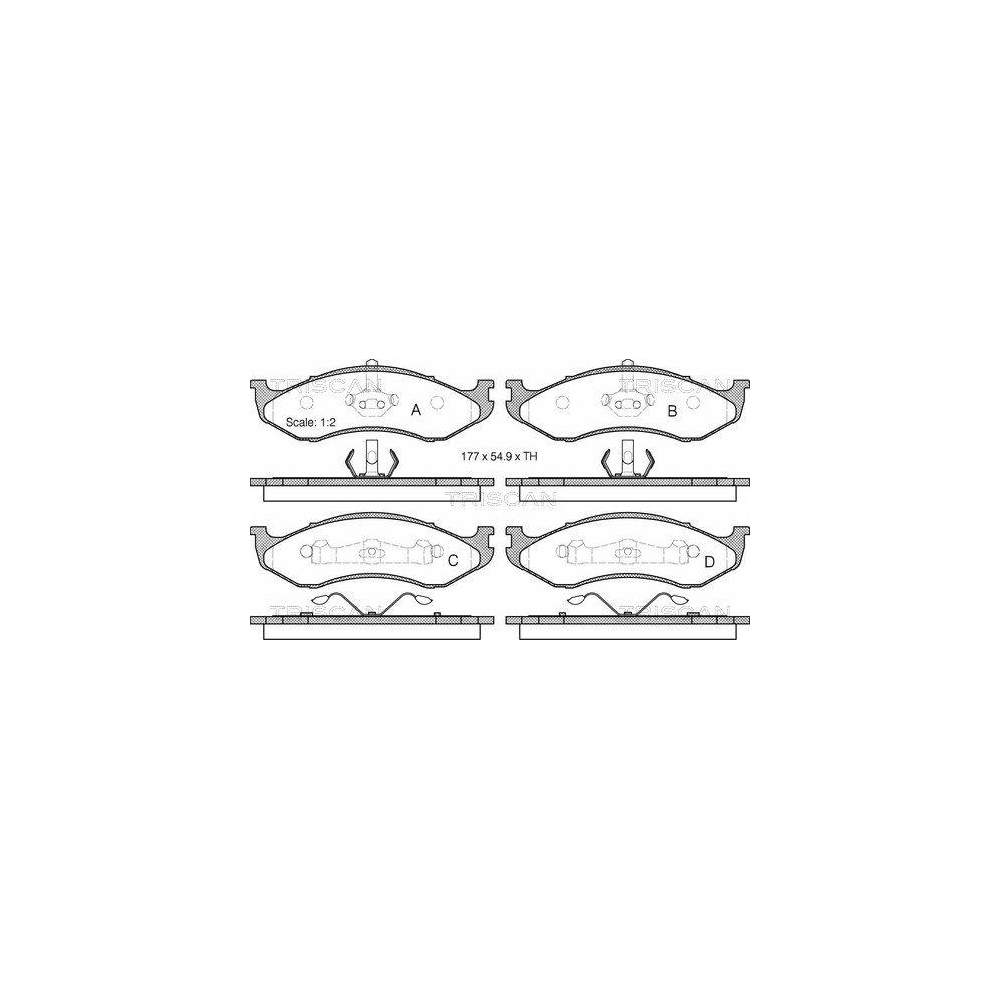 Bremsbelagsatz, Scheibenbremse TRISCAN 8110 80525 f&uuml;r CHRYSLER RENAULT KIA JEEP