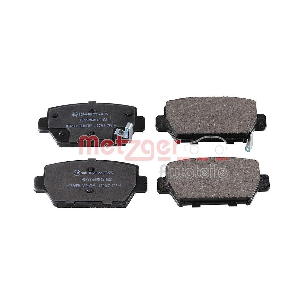 Bremsbelagsatz, Scheibenbremse METZGER 1170967 f&uuml;r MITSUBISHI, Hinterachse