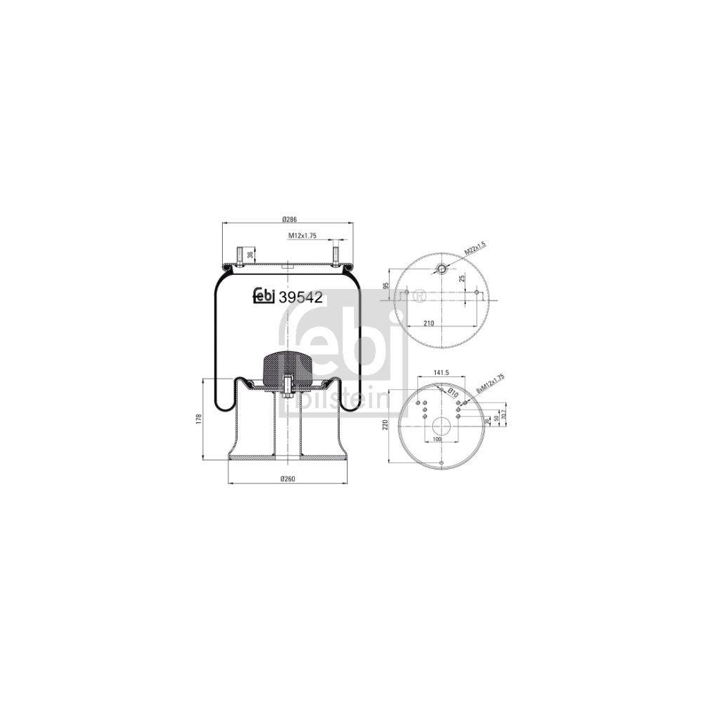 Federbalg, Luftfederung FEBI BILSTEIN 39542 für MERCEDES-BENZ SCHMITZ CARGOBULL