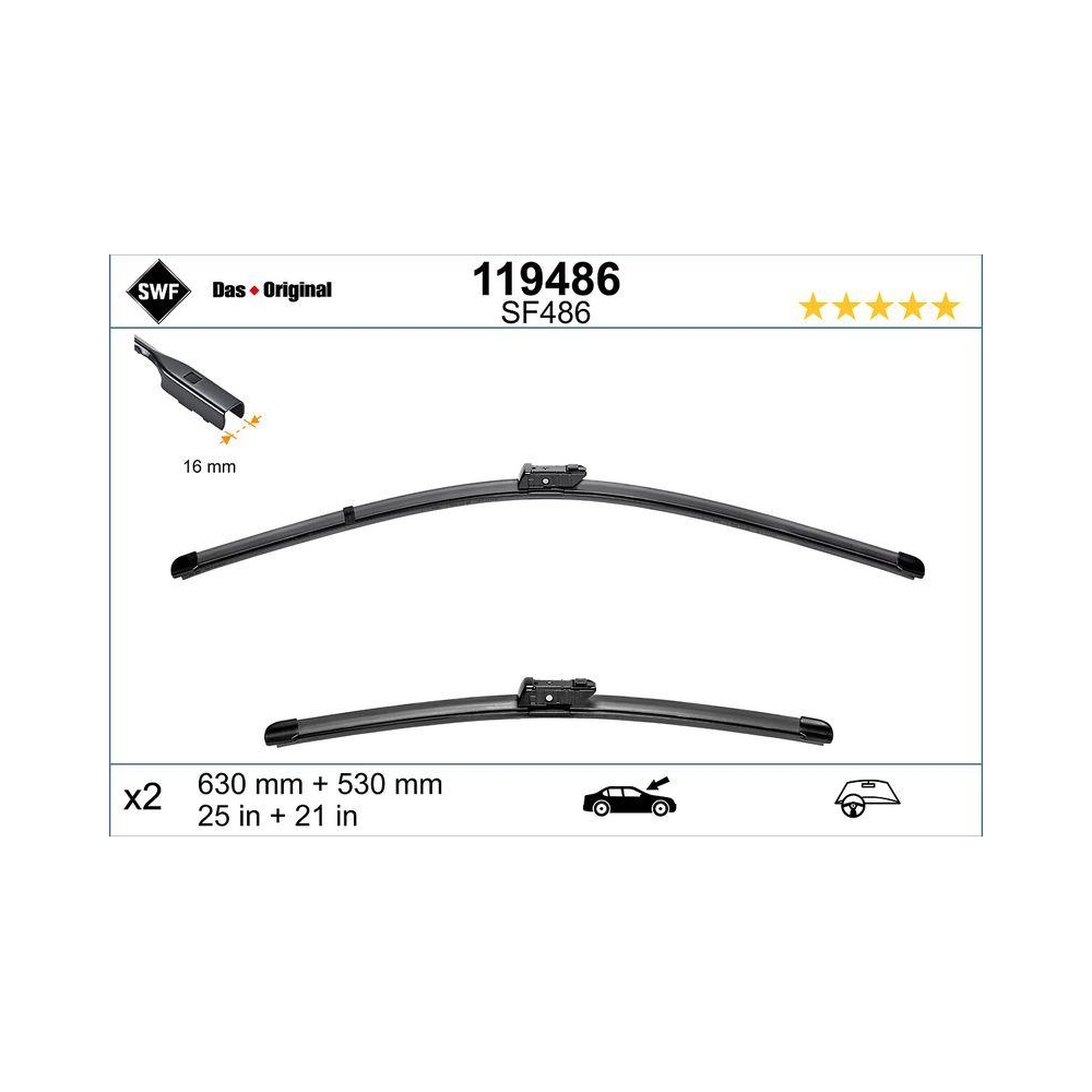 Wischblatt SWF 119486 DAS ORIGINAL SET für SKODA, vorne